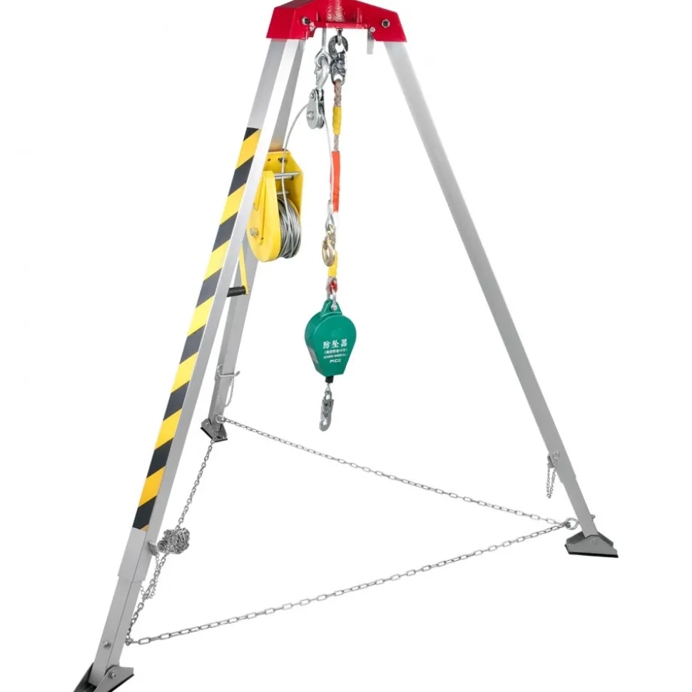 VEVOR Confined Space Rescue Tripod 1200lbs Winch with 8' Legs Confined Space Kit 98' Cable Rescue Tripod 32.8 Feet Fall Protection for Confined Space Rescue