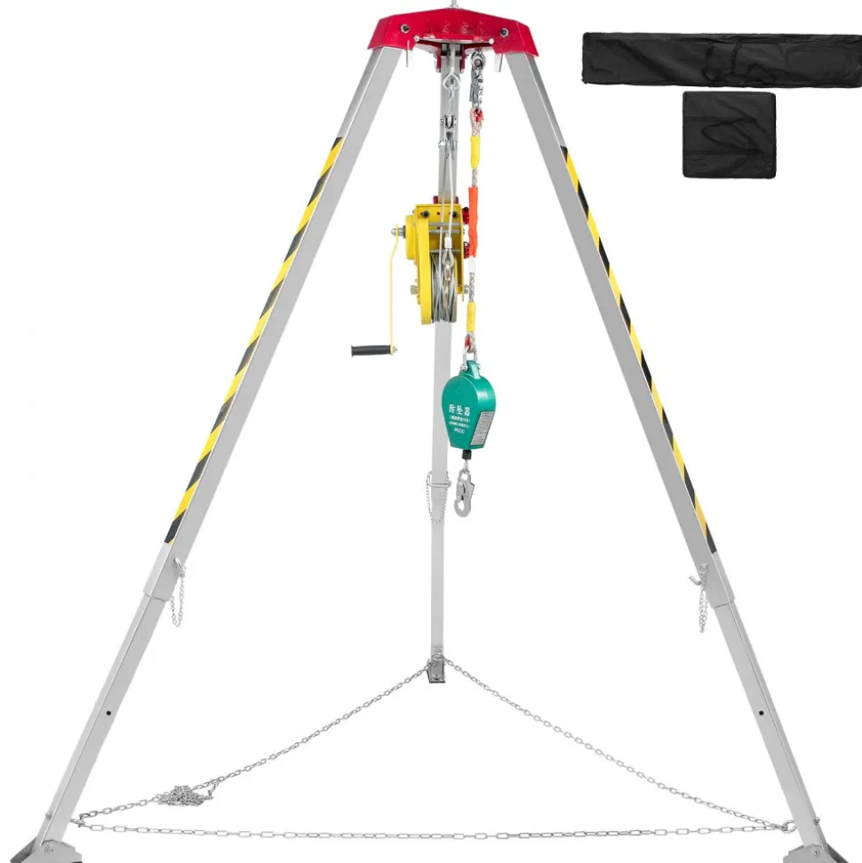VEVOR Confined Space Rescue Tripod 1200lbs Winch with 8' Legs Confined Space Kit 98' Cable Rescue Tripod 32.8 Feet Fall Protection for Confined Space Rescue