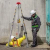VEVOR Confined Space Tripod Kit, Heavy Duty Rescue Tripod Lifting Hoist 1800 lbs Winch, 4.1 ft Adjustable Legs, 65 ft Cable Portable Kit, 32.8 ft Fall Protection, 4.40-7.05 ft Working Height