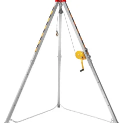 VEVOR Confined Space Tripod Kit, Heavy Duty Rescue Tripod Lifting Hoist 1800 lbs Winch, 4.1 ft Adjustable Legs, 65 ft Cable Portable Kit, 32.8 ft Fall Protection, 4.40-7.05 ft Working Height