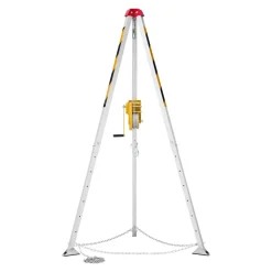 VEVOR Confined Space Tripod Kit, Heavy Duty Rescue Tripod Lifting Hoist 2600 lbs Winch, 4.76 ft Adjustable Legs, 98.5 ft Cable Portable Kit, 32.8 ft Fall Protection, 5.25-8.04 ft Working Height