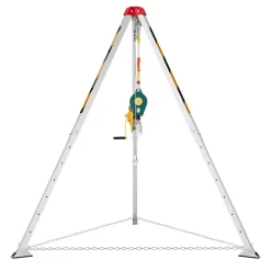 VEVOR Confined Space Tripod Kit, Heavy Duty Rescue Tripod Lifting Hoist 1200 lbs Winch, 4.1 ft Adjustable Legs, 65 ft Cable Portable Kit, 32.8 ft Fall Protection, 4.40-7.05 ft Working Height