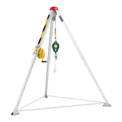 VEVOR Confined Space Tripod Kit, Heavy Duty Rescue Tripod Lifting Hoist 1200 lbs Winch, 4.1 ft Adjustable Legs, 65 ft Cable Portable Kit, 32.8 ft Fall Protection, 4.40-7.05 ft Working Height