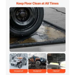 VEVOR Containment Mat, 7 ft 9 in x 18 ft, Non-Slip PVC Garage Floor Mat with a Cleaning Squeegee, Heavy Duty Durable Waterproof Containment Protection from Snow, Rain and Mud for Cars Parking, Black