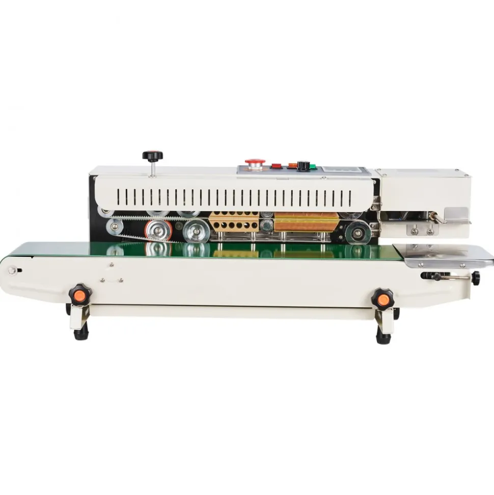 VEVOR Continuous Bag Band Sealing Machine, 0.24-0.47 in Seal Width, Horizontal Band Sealer Machine with Ink Printing, Temp & Speed Adjustable, Heat Sealing Machine for 0.001-0.03 in Plastic Bags