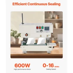 VEVOR Continuous Bag Band Sealing Machine, 0.24-0.47 in/6-12 mm Seal Width, Vertical Band Sealer Machine with Digital Temperature Control, Carbon Steel Bag Sealer for 0.02-0.8 mm Plastic Bags Films