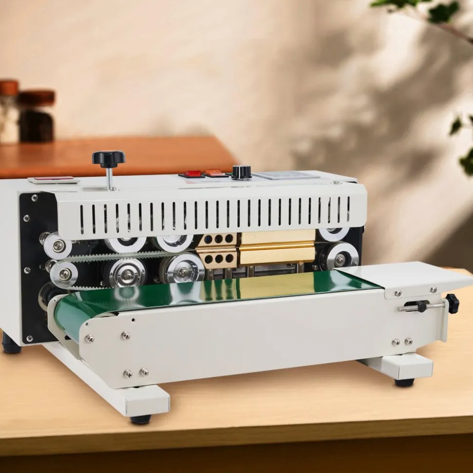 VEVOR Continuous Bag Band Sealing Machine, 0.24-0.47 in/6-12 mm Seal Width, Horizontal Band Sealer Machine with Digital Temperature Control, Bag Sealer for 0.02-0.8 mm Plastic Bags with Count Function