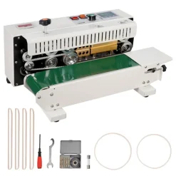 VEVOR Continuous Bag Band Sealing Machine, 0.24-0.47 in/6-12 mm Seal Width, Horizontal Band Sealer Machine with Digital Temperature Control, Bag Sealer for 0.02-0.8 mm Plastic Bags with Count Function