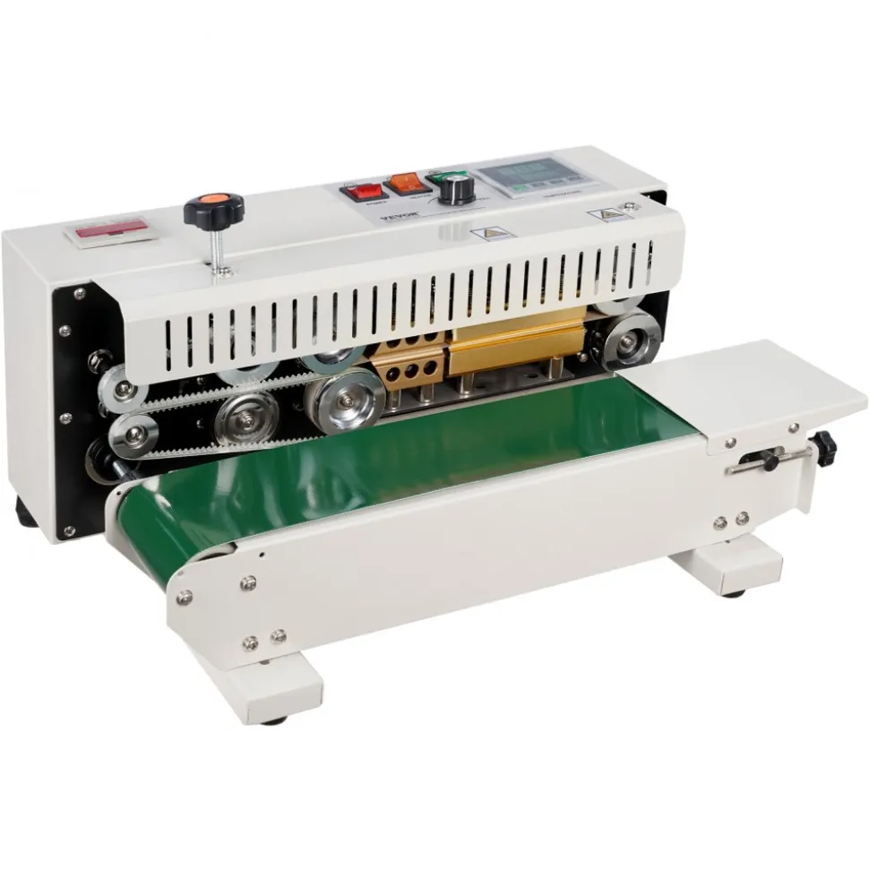 VEVOR Continuous Bag Band Sealing Machine, 0.24-0.47 in/6-12 mm Seal Width, Horizontal Band Sealer Machine with Digital Temperature Control, Bag Sealer for 0.02-0.8 mm Plastic Bags with Count Function