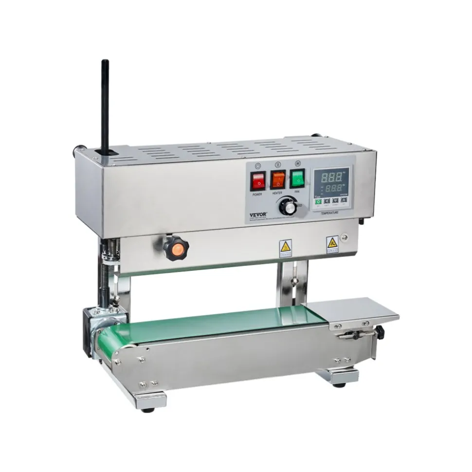 VEVOR Continuous Bag Band Sealing Machine, 0.24-0.47 in/6-12 mm Seal Width, Horizontal Band Sealer Machine with Digital Temperature Control, Stainless Steel Bag Sealer for 0.02-0.8 mm Plastic Bag Film