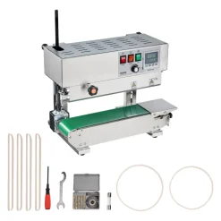 VEVOR Continuous Bag Band Sealing Machine, 0.24-0.47 in/6-12 mm Seal Width, Horizontal Band Sealer Machine with Digital Temperature Control, Stainless Steel Bag Sealer for 0.02-0.8 mm Plastic Bag Film