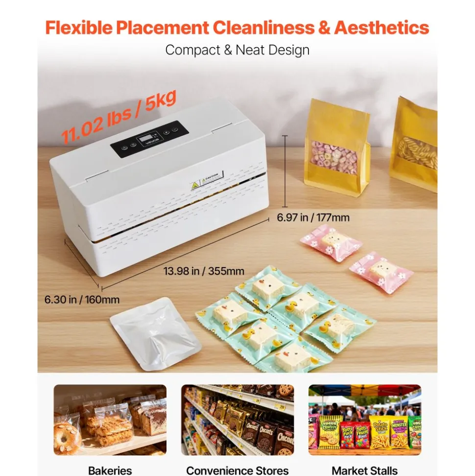 VEVOR Continuous Sealing Machine, 0.32-0.47 in Seal Width, Automatic Continuous Band Sealer with Digital Temperature Control, Automatic Shutdown, Heat Sealing Machine for 0.002-0.0.008 in Plastic Bags