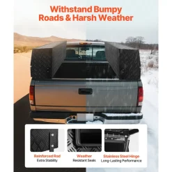 VEVOR Contractor Truck Tool Box, 81.5 x 21 x 13 in, Black Tread Aluminum TopSider Toolbox with Two Lower Drawers, Flip Up Door, Weather-Resistant Heavy Duty Storage Box, with Latch, for Truck Bed