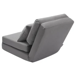 VEVOR Convertible Flip Chair, 5-Position Adjustable Floor Lazy Sofa, Folding Upholstered Couch Bed with Adjustable Backrest Metal Frame and Pillow, Folding Sofa Bed Chair for Living Room Bedroom, Gray