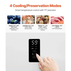 VEVOR Convertible Freezer/Refrigerator, 17 Cu.Ft Frost Free Upright Freezer with Temp Control Panel, Door Open too Long Alarm, Adjustable Shelves and LED, Standing Fridge for Kitchen, Office, Garage