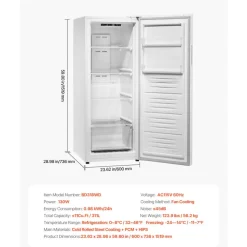 VEVOR Convertible Freezer/Refrigerator, 11 Cu.Ft Frost Free Upright Freezer with Temp Control Panel, Reversible Door, Adjustable Glass Shelves and LED, Standing Fridge for Kitchen, Office, Garage