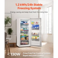 VEVOR Convertible Freezer/Refrigerator, 14 Cu.Ft Frost Free Upright Freezer with Temp Control Panel, Door Open too Long Alarm, Adjustable Shelves and LED, Standing Fridge for Kitchen, Office, Garage