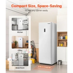 VEVOR Convertible Freezer/Refrigerator, 14 Cu.Ft Frost Free Upright Freezer with Temp Control Panel, Door Open too Long Alarm, Adjustable Shelves and LED, Standing Fridge for Kitchen, Office, Garage