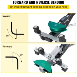VEVOR Copper Pipe Bender, 7 Colorful Dies 1/4-7/8 inch 90 Degrees Forward and Reverse Bending, 6-22 mm for Copper & Aluminum Tubes with Reverse Bend Attachment