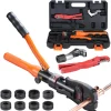 VEVOR Copper Pipe Crimping Tool, Hydraulic Driven Press Tool with 1/2", 3/4", 1" VUS Jaws, Copper Tube Fittings Pipe Crimpers for Narrow Spaces and Tee Fittings