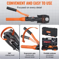 VEVOR Copper Pipe Crimping Tool, Hydraulic Driven Press Tool with 1/2