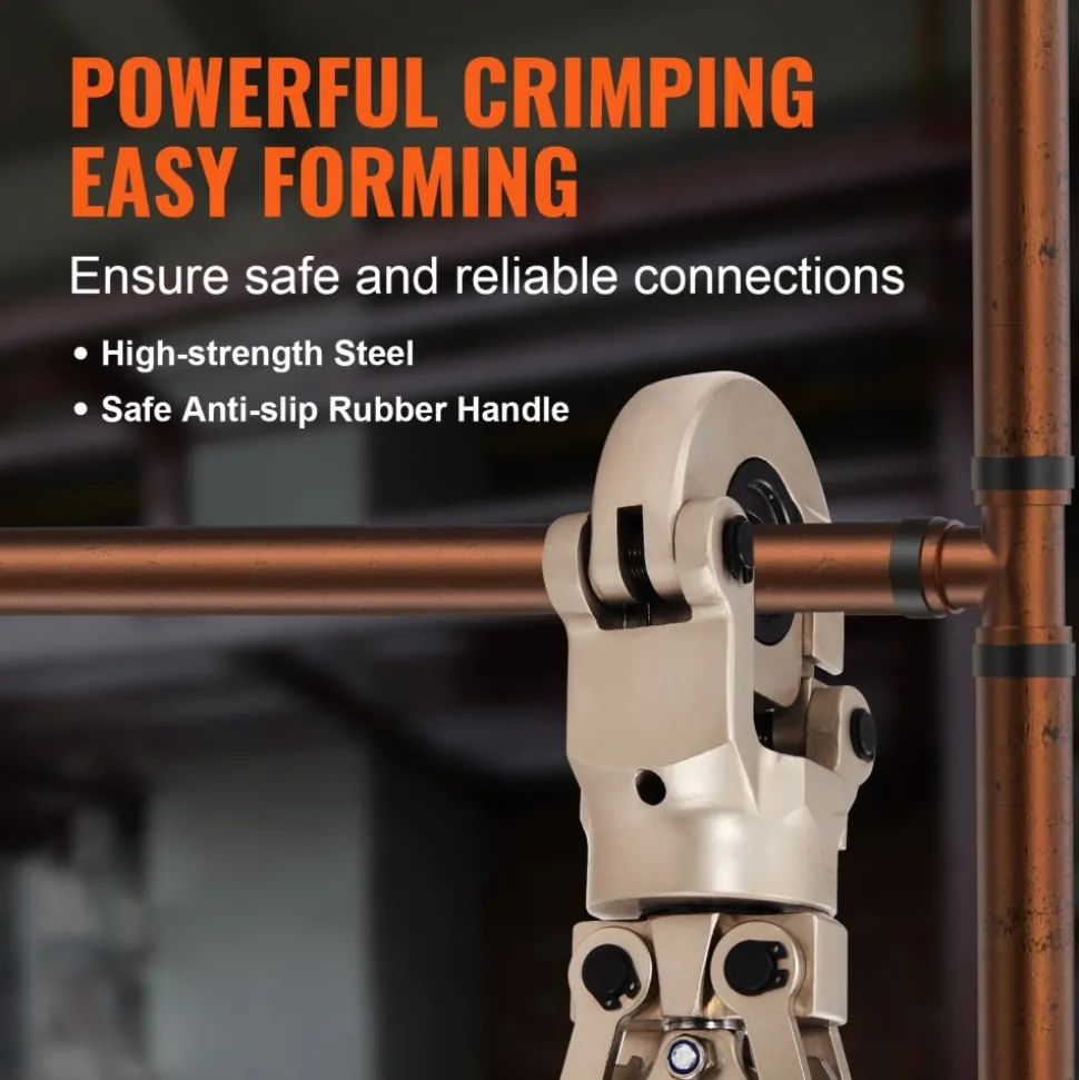 VEVOR Copper Press Tool Tube Fittings Crimping Kit, 360° Rotatable Press Crimper Tool with 1/2", 3/4", 1" Quick Change Jaws, Locking Pin & Extendable Handle, Meet ASTM B88 and B75 Standard