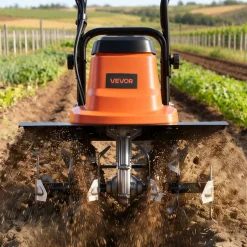 VEVOR Corded Electric Tiller, 14 Inch Tilling Width Garden Rototiller, 10-Amp Motor Heavy-Duty Tilling Machine, Cultivator with Steel Tines and Foldable Handle, for Lawn, Yard, and Gardening Care