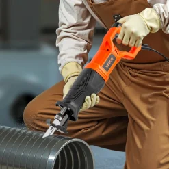 VEVOR Corded Reciprocating Saw, 120 Volt 7.5 Amp, 2800 SPM Variable Speed, 1-1/8 inch Stroke Length, Electric Reciprocating Saw with 8 Blades and Carrying Bag, for Wood, Metal, and Plastic Cutting