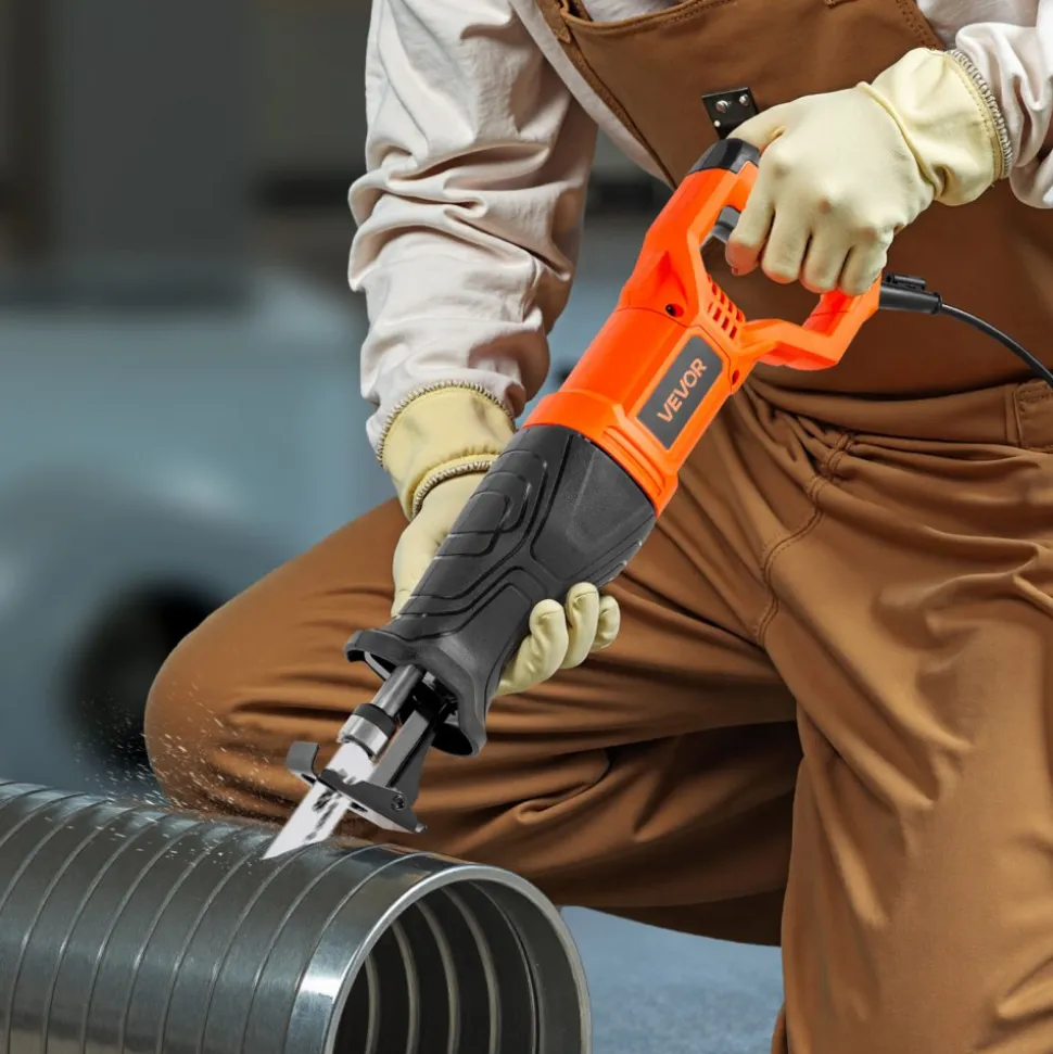 VEVOR Corded Reciprocating Saw, 120 Volt 7.5 Amp, 2800 SPM Variable Speed, 1-1/8 inch Stroke Length, Electric Reciprocating Saw with 8 Blades and Carrying Bag, for Wood, Metal, and Plastic Cutting