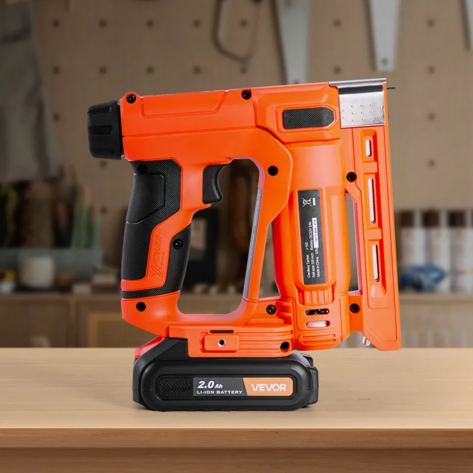 VEVOR Cordless Brad Nailer, 2-in-1 Nail Gun Staple Gun, 18 Gauge 5/8 inch, Includes 1000 Pcs Staples and 1000 Pcs Nails, with Battery and Charger, Non-Slip Rubber Grip, for Woodworking DIY Projects