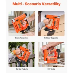 VEVOR Cordless Brad Nailer, 2-in-1 Nail Gun Staple Gun, 18 Gauge 5/8 inch, Includes 1000 Pcs Staples and 1000 Pcs Nails, with Battery and Charger, Non-Slip Rubber Grip, for Woodworking DIY Projects