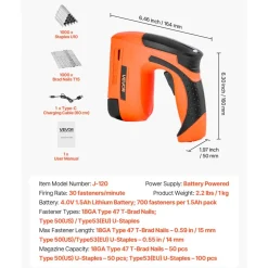 VEVOR Cordless Brad Nailer, 2-in-1 Nail Gun Staple Gun, 18 Gauge 5/8 inch, Battery Powered, with 1000 Pcs Staples and 1000 Pcs Nails, Non-Slip Rubber Grip, for Woodworking, Carpentry and DIY Projects