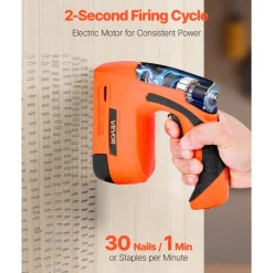 VEVOR Cordless Brad Nailer, 2-in-1 Nail Gun Staple Gun, 18 Gauge 5/8 inch, Battery Powered, with 1000 Pcs Staples and 1000 Pcs Nails, Non-Slip Rubber Grip, for Woodworking, Carpentry and DIY Projects