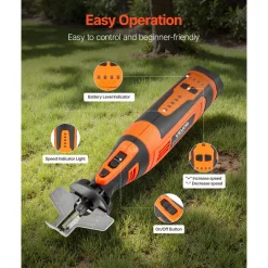 VEVOR Cordless Chainsaw Sharpener, 5-Speed Adjustable Electric Saw Chain Sharpener 5000-30000 RPM, Rechargeable Handheld Chainsaw Sharpening Tool with 4 Sharpening Heads & Angle Guide Attachment