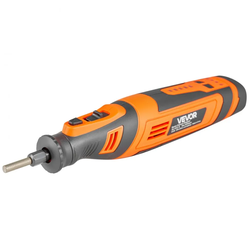 VEVOR Cordless Chainsaw Sharpener, 5-Speed Adjustable Electric Saw Chain Sharpener 5000-30000 RPM, Rechargeable Handheld Chainsaw Sharpening Tool with 4 Sharpening Heads & Angle Guide Attachment