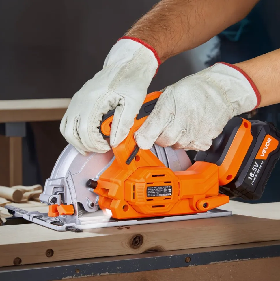 VEVOR Cordless Circular Saw, 7-1/4 inch Blade, 5000 RPM Speed, 0-45 Degree Bevel Capability, Brushless Motor, LED Light, Electric Circular Saw Kit with Battery and Charger Included, for Wood Cutting