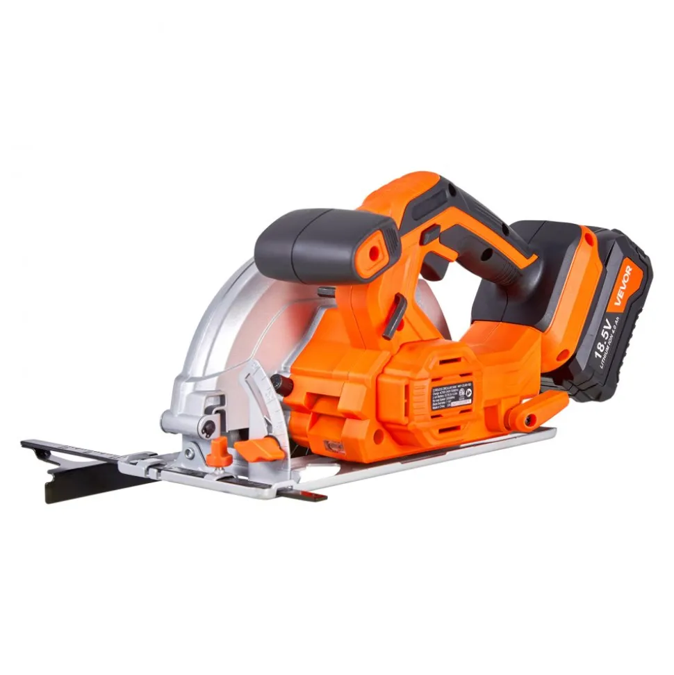 VEVOR Cordless Circular Saw, 7-1/4 inch Blade, 5000 RPM Speed, 0-45 Degree Bevel Capability, Brushless Motor, LED Light, Electric Circular Saw Kit with Battery and Charger Included, for Wood Cutting