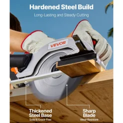 VEVOR Cordless Circular Saw, 7-1/4 inch Blade, 5000 RPM Speed, 0-45 Degree Bevel Capability, Brushless Motor, LED Light, Electric Circular Saw Kit with Battery and Charger Included, for Wood Cutting