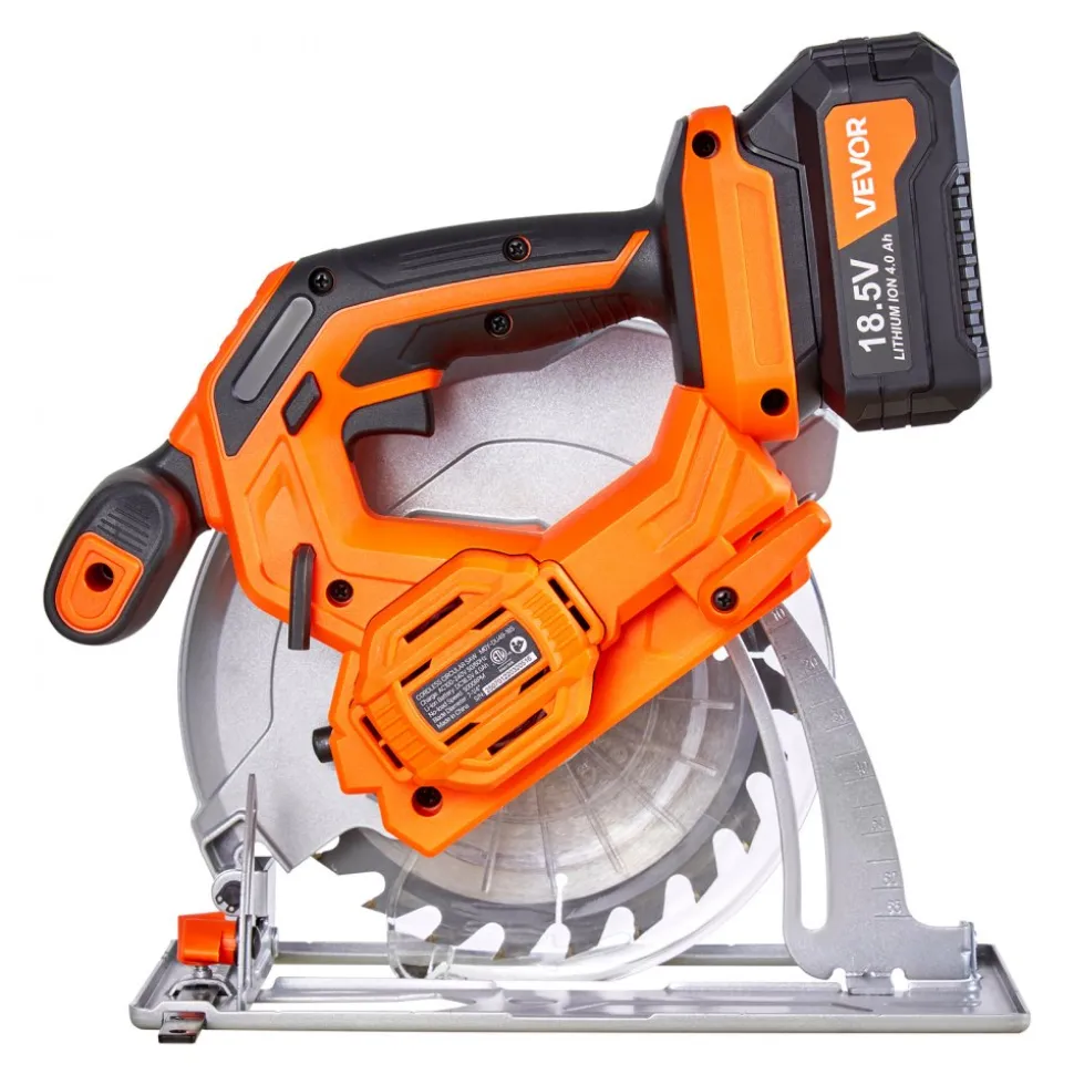 VEVOR Cordless Circular Saw, 7-1/4 inch Blade, 5000 RPM Speed, 0-45 Degree Bevel Capability, Brushless Motor, LED Light, Electric Circular Saw Kit with Battery and Charger Included, for Wood Cutting