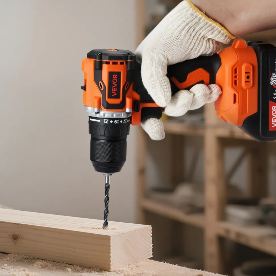 VEVOR Cordless Drill Driver, 1/2 inch Metal Chuck, Brushless Motor, Dual-Speed Variable, Drill Driver Kit with Lithium Battery and Charger, Tool Box, for Wood and Metal Drilling, Screw Driving
