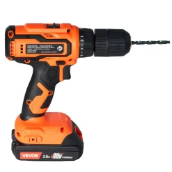 VEVOR Cordless Drill Driver, 1/2 inch Metal Chuck, Dual-Speed Variable, Drill Driver Kit with Lithium Battery and Charger, Belt Clip, for Wood and Metal Drilling, Screw Tightening or Loosening