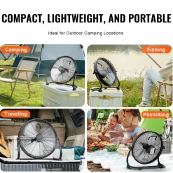 VEVOR Cordless Fan 16 in, Portable Quiet Personal Fan for Home or Office, 360 Degree Manual Pivoting Head, Stepless Speed Regulation High Velocity Cordless Fan, Heavy Duty Metal Industrial Floor Fans