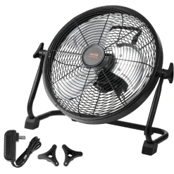 VEVOR Cordless Fan 12 in, Portable Quiet Personal Fan for Home or Office, 360 Degree Manual Pivoting Head, Stepless Speed Regulation High Velocity Cordless Fan, Heavy Duty Metal Industrial Floor Fans