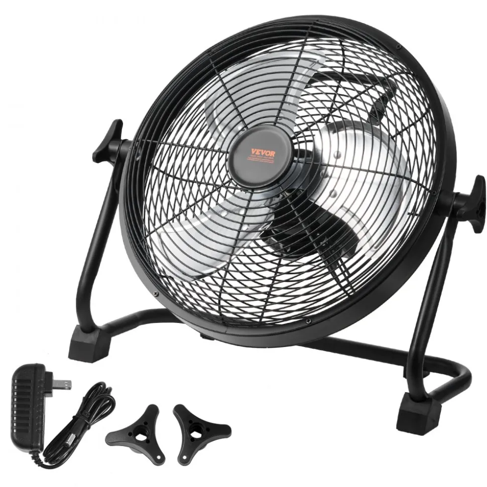 VEVOR Cordless Fan 12 in, Portable Quiet Personal Fan for Home or Office, 360 Degree Manual Pivoting Head, Stepless Speed Regulation High Velocity Cordless Fan, Heavy Duty Metal Industrial Floor Fans