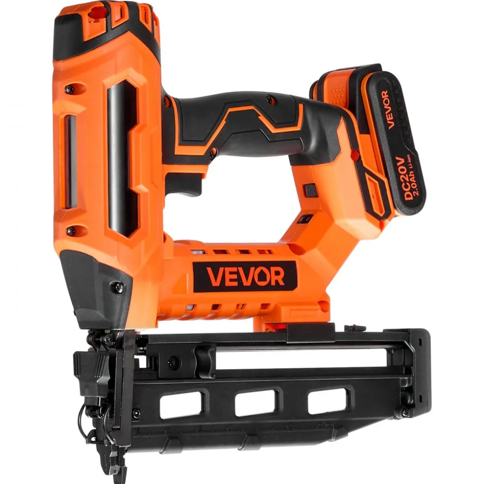 VEVOR Cordless Finish Nailer 20V 16GA Straight Cordless Nailer with Battery, Drives 1-1/4" to 2-1/2" Nails, with 1500 Nails, 2.0Ah Lithium-Ion Battery and Charger, with Ergonomic Handle, Lightweight