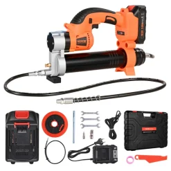 VEVOR Cordless Grease Gun, 8000 PSI Max Pressure, 20V Electric Grease Gun with 2.0 Ah Battery & LED Light, 30-inch Long Hose & Carrying Case, Variable Speed Triggers, Vehicles or Machines Greasing