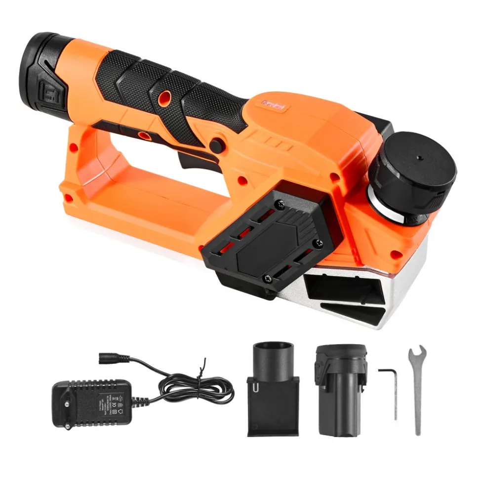 VEVOR Cordless Handheld Planer, 2-1/5-Inch Cut Width, 14500 RPM Electric Hand Wood Planer with 2 Ah 12V Lithium Battery, Brushless Motor, Adjustable Cut Depth, 2 Blades, for Woodworking Wood Chamfer