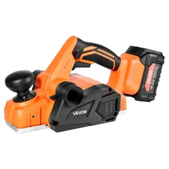 VEVOR Cordless Handheld Planer, 3-1/4-Inch Cut Width, 15000 RPM Electric Hand Wood Planer with 4.0 Ah 18V Lithium Battery, Brushless Motor, Adjustable Cut Depth, Dust Collection Bag, for Woodworking