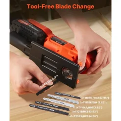 VEVOR Cordless Jig Saw, 20 V Brushless Motor, 3500 SPM Blade Speed, Cordless Jigsaw with 6 pcs Blades, LED Light, 6 Variable Speed, 0- 45° Bevel Cuts, 4 Orbital Settings for Straight/Circle Cutting