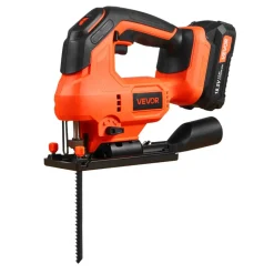 VEVOR Cordless Jig Saw, 20 V Brushless Motor, 3500 SPM Blade Speed, Cordless Jigsaw with 6 pcs Blades, LED Light, 6 Variable Speed, 0- 45° Bevel Cuts, 4 Orbital Settings, for Wood and Metal Cutting